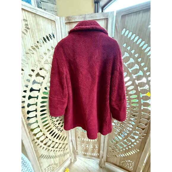 ICONS Cinzia Rocca Wool Teddy Pea Coat Women Brick Red - Picture 5 of 10